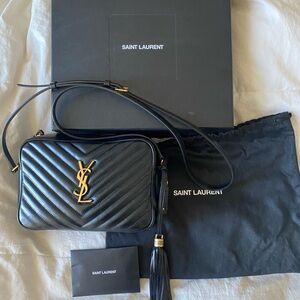 Saint Laurent 2019 Lou Camera Bag. Quilted Black Leather, Gold Hardware